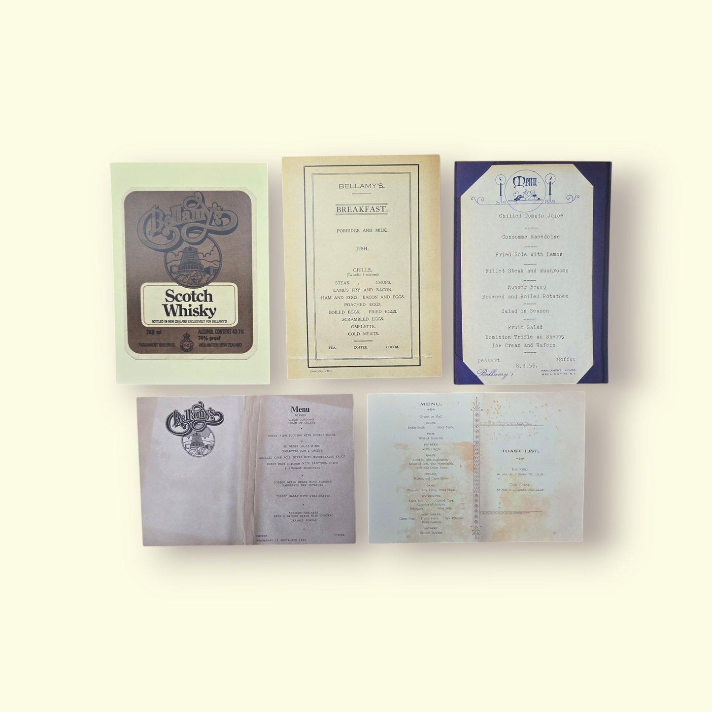 Bellamys Heritage Menu Postcard Set